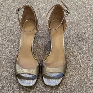 Nordstrom Metallic Silver Open-Toe Heels